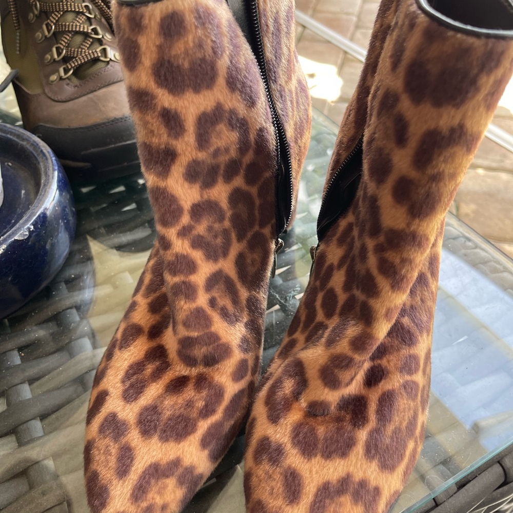 Nine West Brown Leopard Print Ankle Boots